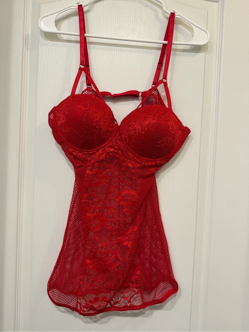 Just Sexy Lingerie Red Lace Padded Underwire Chemise Babydoll Size L